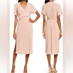 FLORET STUDIOS Phoebe Midi Dress in Peach Beige XS